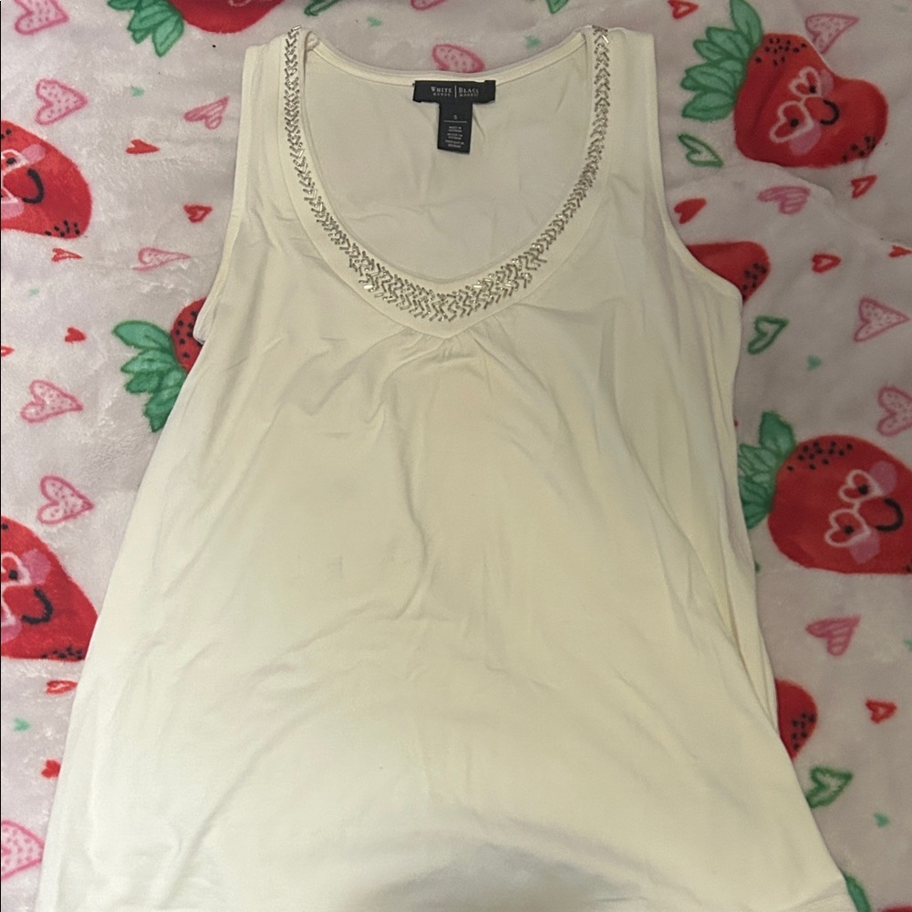 White House Black Market Cream Chain Detail Tank Top